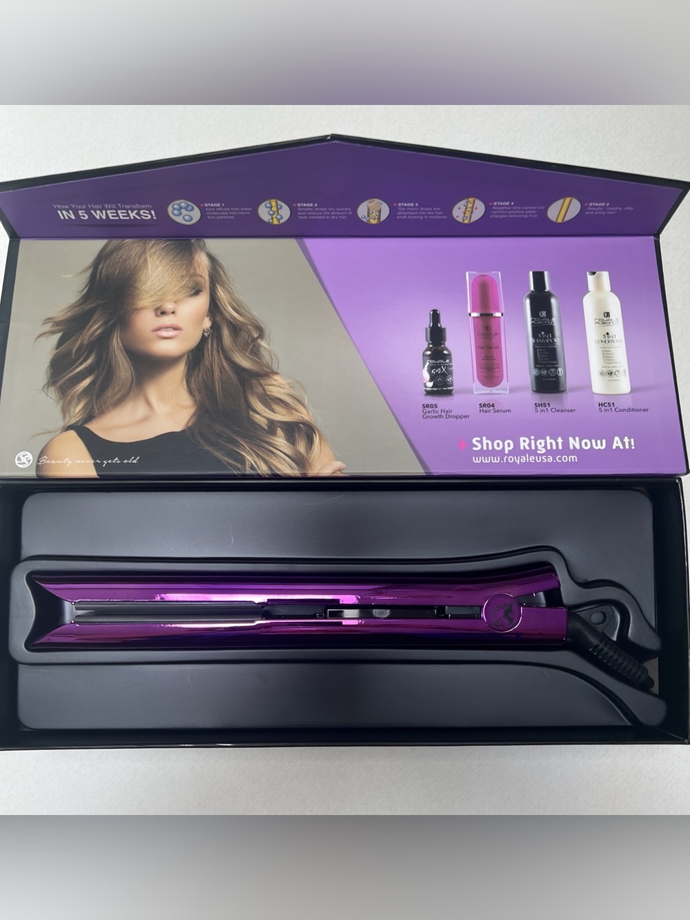 Royale Genius Diamond 1.25" Purple Ceramic Flat Iron hair straightener
